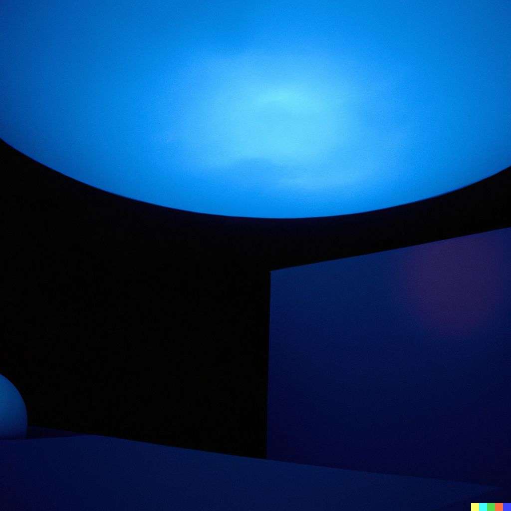 the discovery of gravity in a light installation by James Turrell, photograph